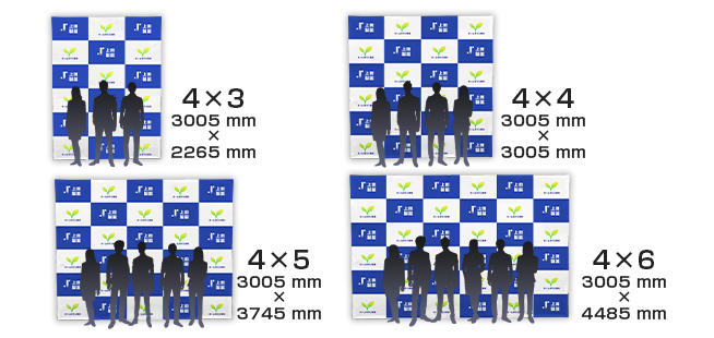 楽々バックパネル4×3（3005mm×2265 mm）/4×4（3005 mm×3005 mm）/4×5（3005 mm×3745 mm）/4×6（3005 mm×4485 mm）