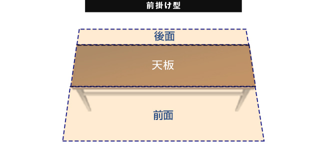 前掛け型テーブルクロスサイズイメージ